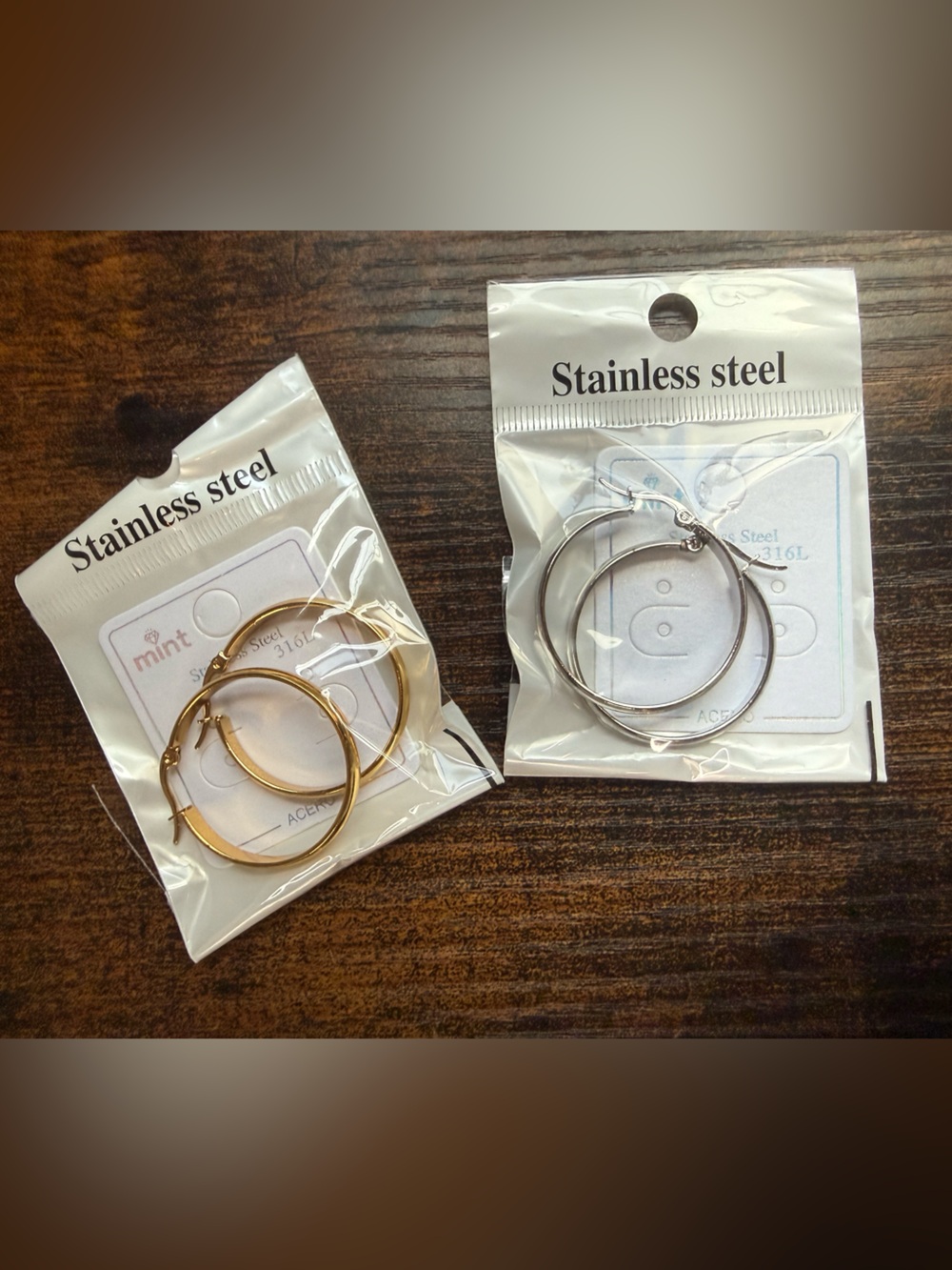Stainless Steel Hoop Earrings - Gold or Silver